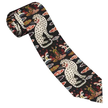 Винтажный мужской галстук со снежным леопардом, тонкий полиэстер, 8 см, классические галстуки с изображением кошек, львов, тигров, животных для мужчин, аксессуары для рубашек