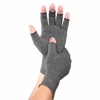 1 пара мужских велосипедных перчаток, компрессионные перчатки, Перчатки для лечения артрита, перчатки для лечения полупальцев, медные, противоскользящие, облегчающие боль в суставах.