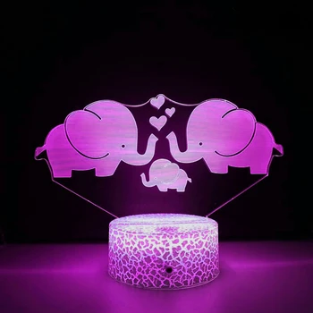 3D-лампа Elephant Illusion Night Light Сенсорный столик с 7 сменами цветов Стол для декора детской комнаты Подарок на день рождения и Рождество для детей