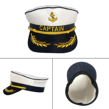 Капитанская Шляпа Шкиперская Кепка Морской Костюм Аксессуар Яхты Лодки Капитанские Шляпы для Взрослых Мужчин Женщин Подростков Хэллоуин