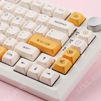 140 Клавиш Cute Bee Milk PBT Keycaps XDA Profile Сублимация Краски Для Переключателей Cherry MX Механические Корейско-Японские Колпачки Для Клавиатуры