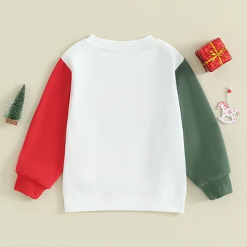 Рождественские толстовки для маленьких девочек и мальчиков, пуловеры с длинными рукавами и веселым буквенным принтом, топы, детская осенняя одежда от 3 до 6 лет