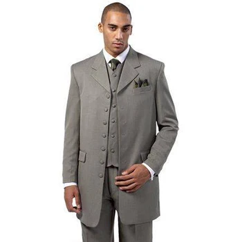 Модные серые мужские костюмы Приталенного силуэта, деловой блейзер, свадебный комплект для жениха, 3 предмета, куртка, жилет, Брюки, костюм Homme