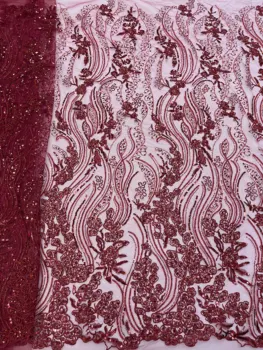 Африканские кружевные ткани с пайетками и бисером 2023, Высококачественная вышивка, Французское Нигерийское кружево, ткань для свадебного шитья
