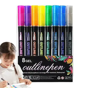 Двухлинейные Контурные Маркеры Двухлинейная Контурная Ручка Ручки Для Рисования Высокопигментированными Красками Супер Загогулины Для Поздравительных Открыток