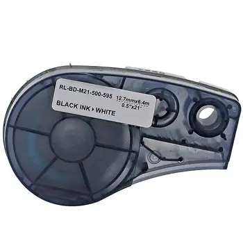 Оптовая продажа виниловых этикеток для внутренней и наружной идентификации, Черный На белом, Совместимый с Brady M21-500-595 Label Tape Ribbon