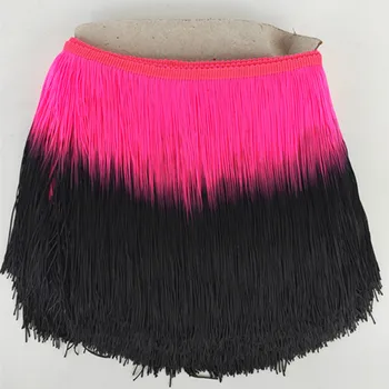 оптовая продажа Розовая бахрома длиной 10 ярдов 20 см, Кружевная кисточка, лента с отделкой из полиэстера, юбка для латиноамериканских танцев, бахрома для занавесок для шитья