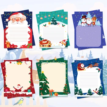 30шт Рождественской бумаги для писем формата А4 Сделай САМ Пригласительная Открытка Мультфильм Санта Клаус Блокнот для писем со Снеговиком Подарочные конверты Рождественская вечеринка