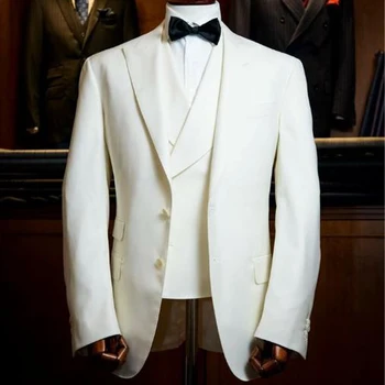 Мужской парадный костюм Элегантные костюмы для мужчин, комплект свадебных костюмов класса люкс 2023, комплект из 3 предметов (пиджак + жилет + брюки) Однобортный с кокетливым отворотом