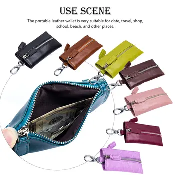 Кожаный бумажник Для хранения ключей, Кошелек для путешествий, брелок для ключей, модный карман для губной помады на молнии, темно-фиолетовый