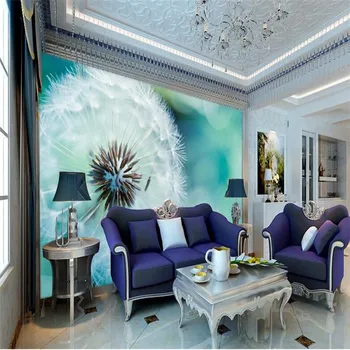 Фотообои beibehang 3D Стерео Большие фрески Абстрактный одуванчик гостиная диван-кровать спальня вспышка серебряные тканевые обои