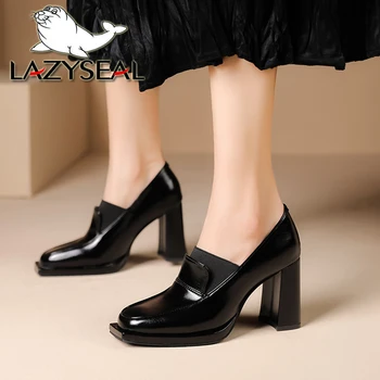 LazySeal/ ботильоны на высоком каблуке 8,5 см с квадратным носком, высококачественная женская офисная обувь для женщин 2022 года, роскошные дизайнерские туфли-лодочки Mary Jane