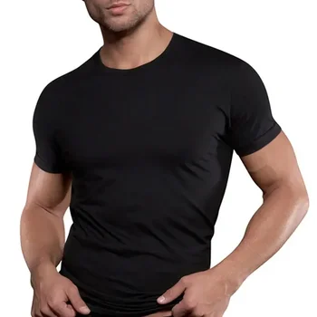 A3053 Мужская черная однотонная хлопчатобумажная футболка с коротким рукавом для тренажерных залов, фитнеса, бодибилдинга, тренировочных футболок, мужских летних повседневных тонких футболок