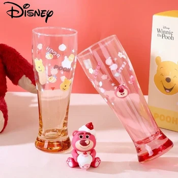 Disney Lotso Winnie The Pooh Cyber Celebrity Kawaii Glass Милая Чашка Для Холодных Напитков Маленькая Чашка Для Талии Чашка Для Сока Ценный Подарок В виде Пивной Чашки