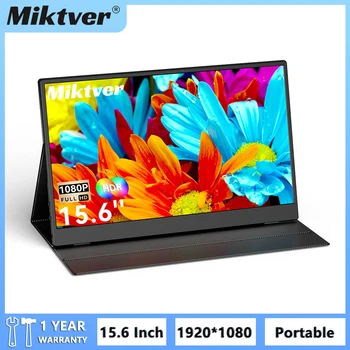 Miktver MK156C 15,6-дюймовый Дорожный Монитор 1080P для Ноутбука HDR IPS Игровой Дисплей с Крышкой, Портативный Внешний Экран Type-C/HDMI