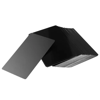 100 ШТ. Металлическая Визитная карточка с гравировкой из черного алюминиевого сплава, Бланк Визитной карточки для делового Визита Толщиной 0,2 мм