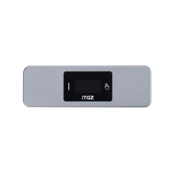 Корпус твердотельного накопителя ITGZ M.2 Nvme / SATA NGFF USB 3.2 Gen2 10 Гбит /с 2280 Корпус твердотельного накопителя M.2 из серого алюминиевого сплава с визуальным интеллектуальным дисплеем