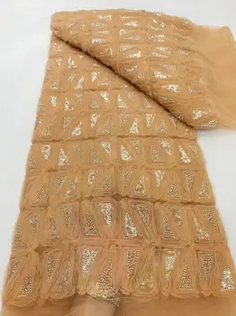 Золотая Новейшая вышивка 3D цветами, Африканская кружевная ткань с бисером, Нигерийская кружевная ткань с пайетками 2023, высокое качество для вечернего платья