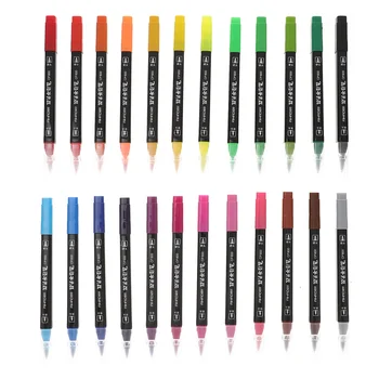 Акварельная ручка, маркеры для ведения дневника, двухсторонний хайлайтер, маркеры для раскрашивания, цветные кисти для каллиграфии с двойным наконечником.