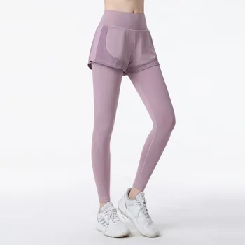 антибликовые поддельные спортивные брюки из двух частей, женские обтягивающие лоскутные брюки в стиле пэчворк LuluLemonS, спортивные брюки для фитнеса, бега, йоги