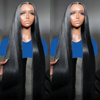 30-дюймовый парик на кружеве, Бразильский парик из человеческих волос с прямыми костями, прозрачный Парик из человеческих волос на кружеве размером 13x4, предварительно выщипанный Для женщин