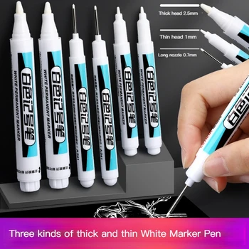 Маркеры разных цветов, масляный водонепроницаемый белый маркер, канцелярские принадлежности, Перманентная белая краска, маркер для глубоких отверстий 0,7 мм