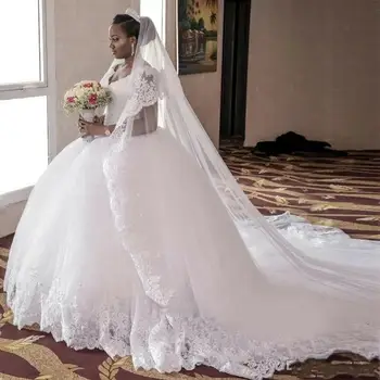 Модное Африканское Бальное Свадебное Платье С V-образным вырезом Без Рукавов, Кружевное Свадебное Платье С Аппликацией На Заказ 2023