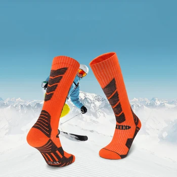 Мужские лыжные носки для катания на лыжах, велоспорта, пешего туризма, сноуборда, спорта на открытом воздухе, зимние спортивные носки до колен с подогревом