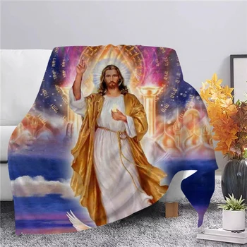 Одеяло Иисуса, Фланелевое одеяло, супер Мягкие флисовые пледы, легкое теплое одеяло для дивана в спальне, диван