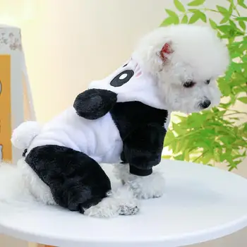 Мультяшная куртка для домашних животных, модная куртка для собак в форме панды с капюшоном, теплая зимняя одежда для домашних животных для маленьких и средних собак, удобное домашнее животное