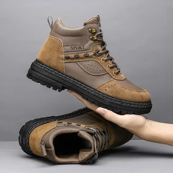 Модная Уличная нескользящая спортивная обувь 2022, Осенне-зимняя новая мужская повседневная обувь на толстой подошве, Удобные Нескользящие мужские ботинки