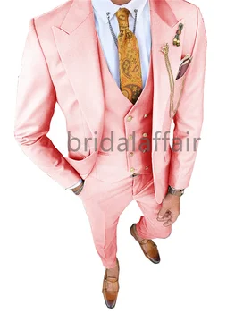 Мужской костюм Bridalaffair, однобортный Розовый приталенный костюм из 3 предметов, вечерний смокинг для мужчин, костюм Homme 2023