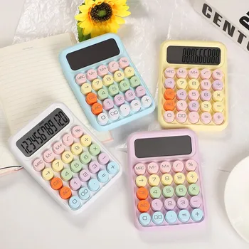 1 шт. калькулятор с механической клавиатурой Kawaii, 12-значный аккумулятор карамельного цвета, портативный калькулятор, школьные принадлежности, канцелярские принадлежности Kawaii