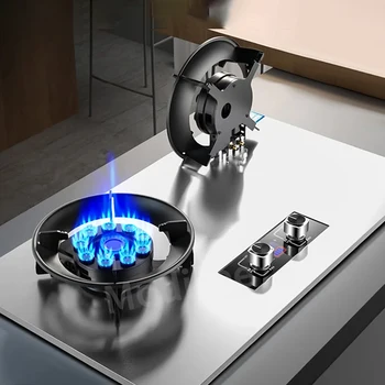 Газовая плита мощностью 8,5 кВт, двойная плита, бытовая встроенная газовая плита для сжиженного природного газа, плита для сжигания яростного огня, настольная кухня двойного назначения