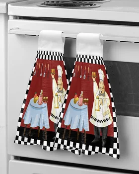 Красный Черно-белый Плед Кухонный Кухонный нож для гурманов Полотенца для рук Кухонные инструменты Полотенце для рук Подвесные Впитывающие полотенца для протирания