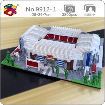 PZX 9912-1 Мировая Архитектура Футбольный Стадион Олд Траффорд Футбольное Поле Спорт 3D Мини Алмазные Блоки Кирпичи Строительная Игрушка Без Коробки