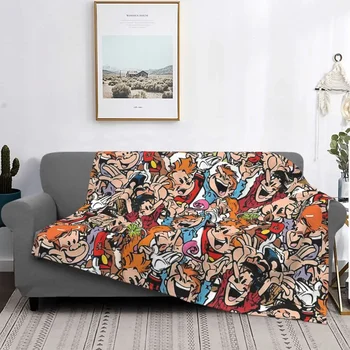 Бельгийские одеяла с комиксами, коралловый флис, плюшевое украшение, постельное белье для спальни, покрывало для дивана.