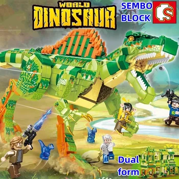 Строительные блоки SEMBO dinosaur, модель спинозавра двойной формы, вставка из мелких частиц, детская игрушечная фигурка, Рождественский подарок на день рождения