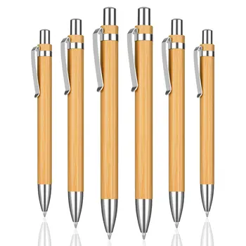 10шт Бамбуковая ручка Шариковая ручка из бамбукового дерева с наконечником 1,0 мм Шариковая ручка для деловой подписи Офисные Школьные канцелярские принадлежности
