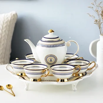 Британский послеобеденный чайный сервиз, европейская легкая роскошная кофейная чашка, керамическая цветочная чайная чашка, бытовой чайник для чая с подносом