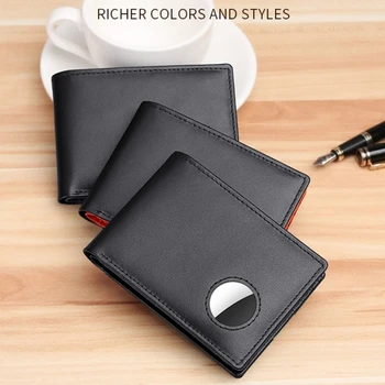 Модный мужской держатель для кредитных карт со слотом airtag, тонкий кошелек, блокирующий RFID, кожаный кошелек для карт