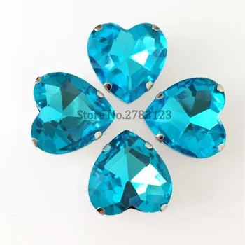 Заводские продажи Lake blue Heart shape AAA Glass Crystal flatback пришивные стразы, сделай сам/Аксессуары для одежды SWH412
