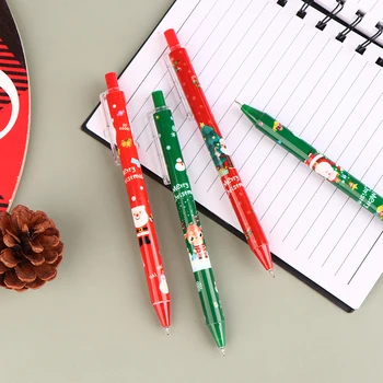 Гелевые ручки в рождественской тематике 12шт, милые ручки для подписи, канцелярские товары с мультяшными принтами, офисные ручки для подписи, ручка на водной основе