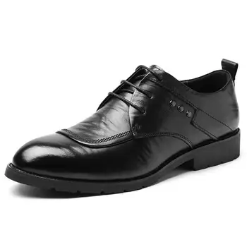 Черная кожаная обувь, мужская осенняя деловая официальная одежда, британский мужской костюм, Кожаные туфли с мягкой подошвой, повседневная мода в стиле ретро с острым носком, Sh