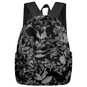 Цветочные черно-белые градиентные студенческие школьные сумки, рюкзак для ноутбука, изготовленный на заказ рюкзак для мужчин, женщин, женщин для путешествий Mochila