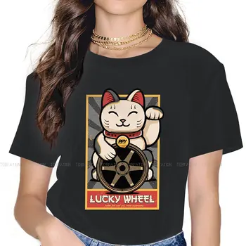 Lucky Wheel Papaya Streetart Футболка Для Женщин Lucky Cat Топы Harajuku Женская Футболка Базовая Летняя Свободная