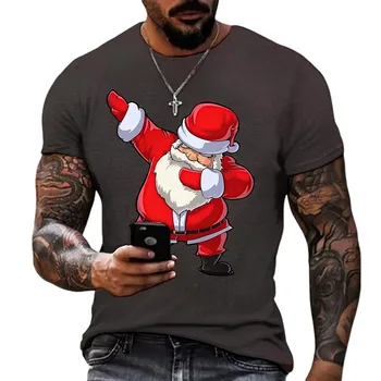 Мужские топы в рождественской тематике, блузка с короткими рукавами и 3D рождественским принтом для отдыха в подарок на День рождения
