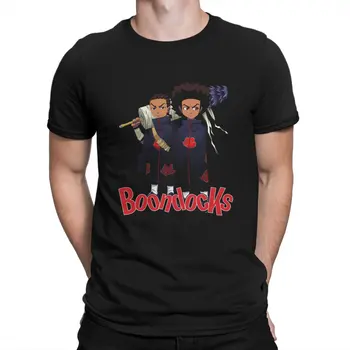 Мужские футболки The Boondocks, потрясающие футболки из 100% хлопка, футболки с короткими рукавами и героями мультфильмов, одежда с круглым вырезом и принтом