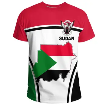 Футболка с изображением флага и герба Судана, летний повседневный пуловер, мужские модные свободные футболки, Топы с короткими рукавами для мальчиков большого размера