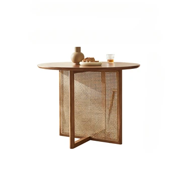 Обеденные столы и стулья из массива ротанга в скандинавском стиле, креативный Японский Домашний ресторан, круглый обеденный стол, отель с проживанием в семье